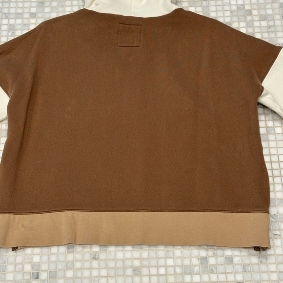 Madewell MWL Brown White Betterterry Side-Zip Colorblock Hoodie Sweatshirt - Picture 13 of 14